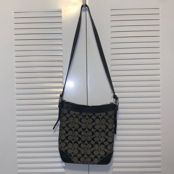 Black and Gray Coach Shoulder Purse - Picture 1 of 8
